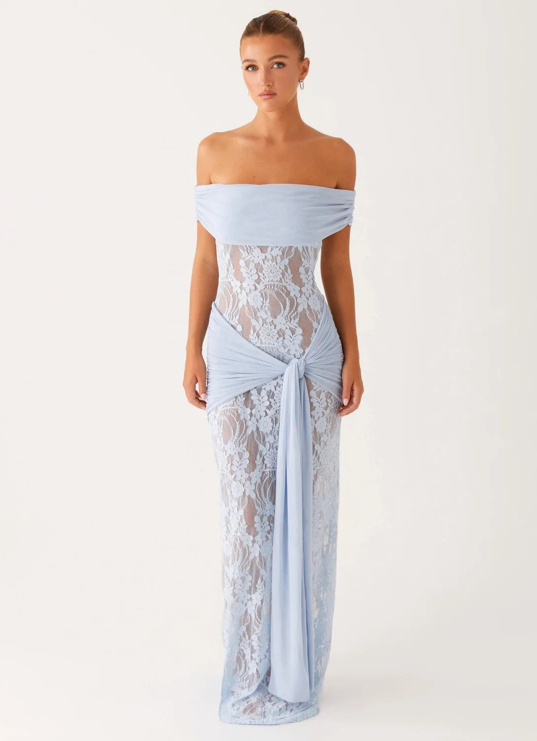 Beatrice | Off-Shoulder Lace Panel Maxi Dress