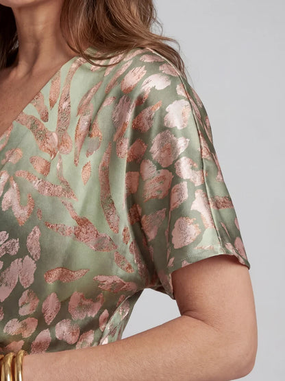 Artistic and Refined Abstract Print Midi Dress