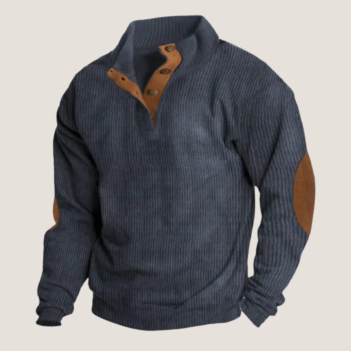 Men's Ribbed Sweater with Elbow Patches