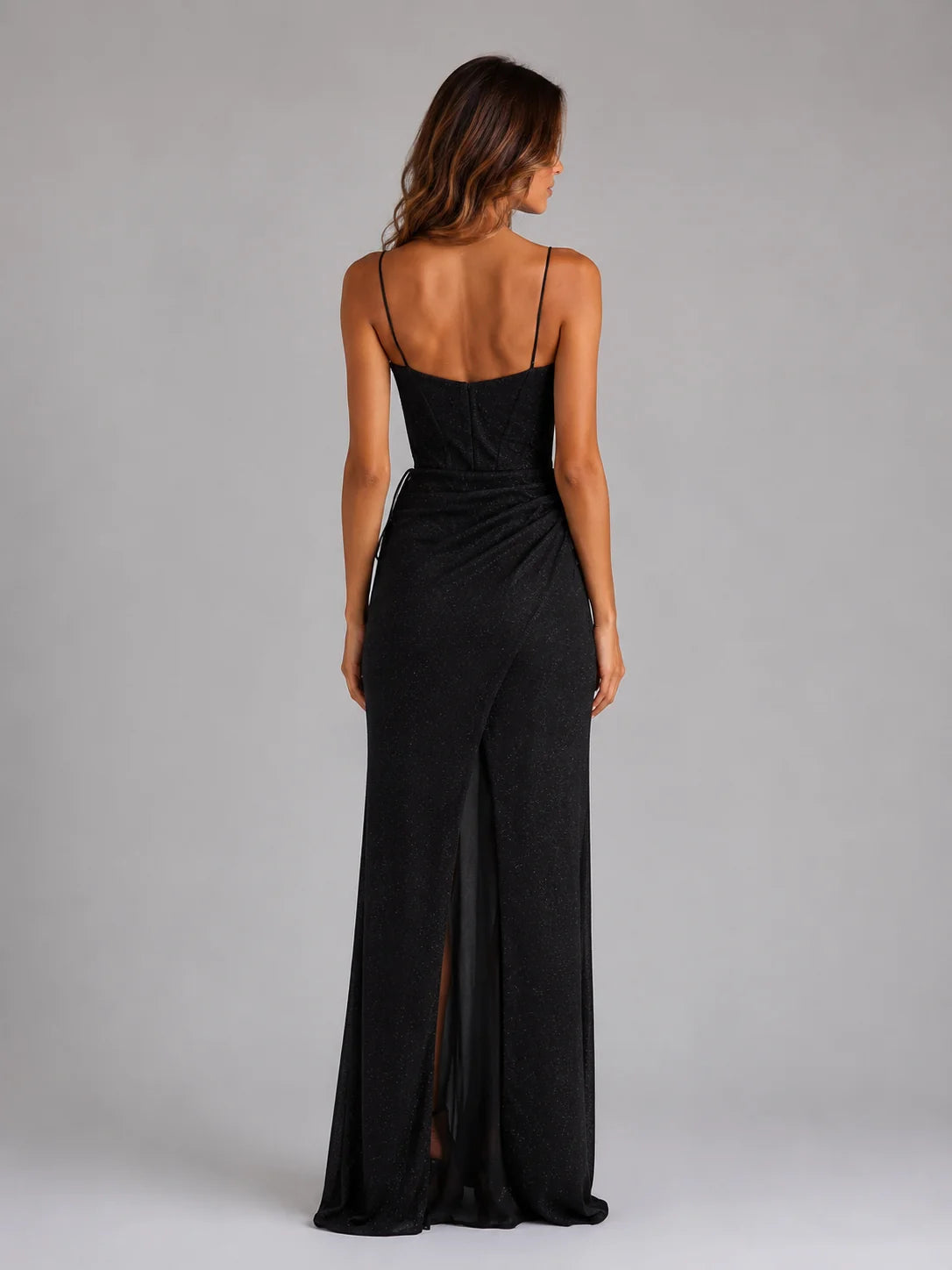 Stella | Glitter Corset Maxi Dress Cowl Neck