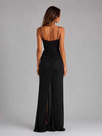 Stella | Glitter Corset Maxi Dress Cowl Neck