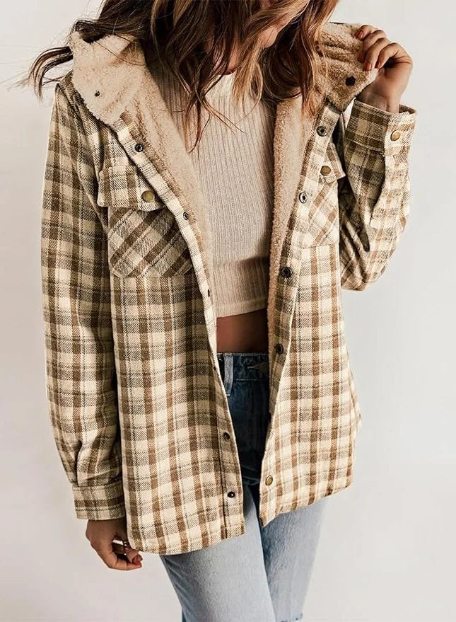 Plaid Flannel Sherpa Shirt Jacket