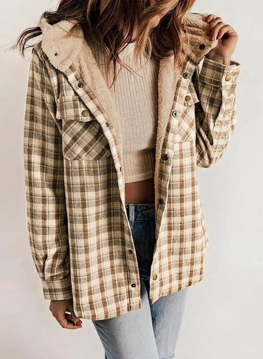Plaid Flannel Sherpa Shirt Jacket