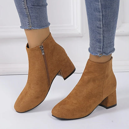 Suede-Look Chelsea Ankle Boots with a Comfortable Low Heel
