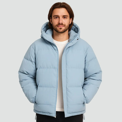 Men's Puffer Jacket – Black Hooded Quilted