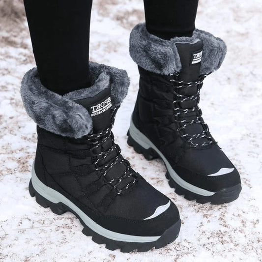 Lace-Up Winter Snow Boots with Plush Lining