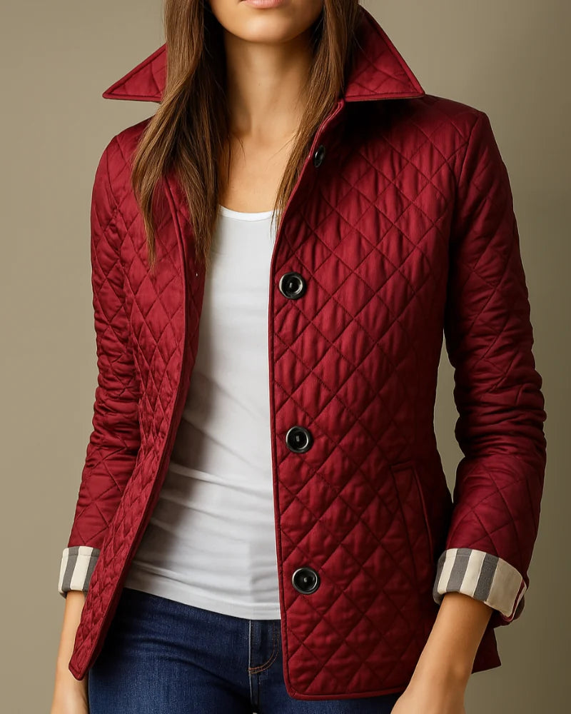 Women's Quilted Jacket with Stand Collar