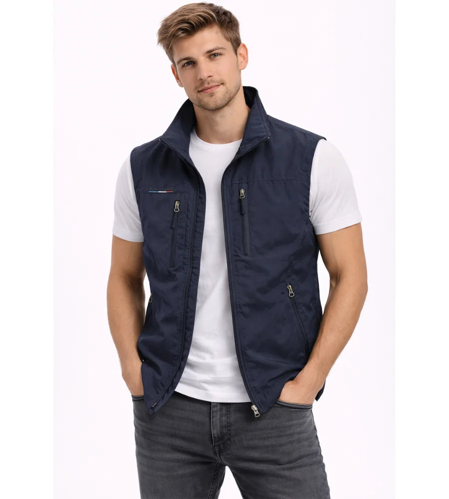 Men's Softshell Vest Stand Collar Full Zip