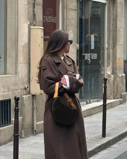 Wool Coat – Brown Belted Longline