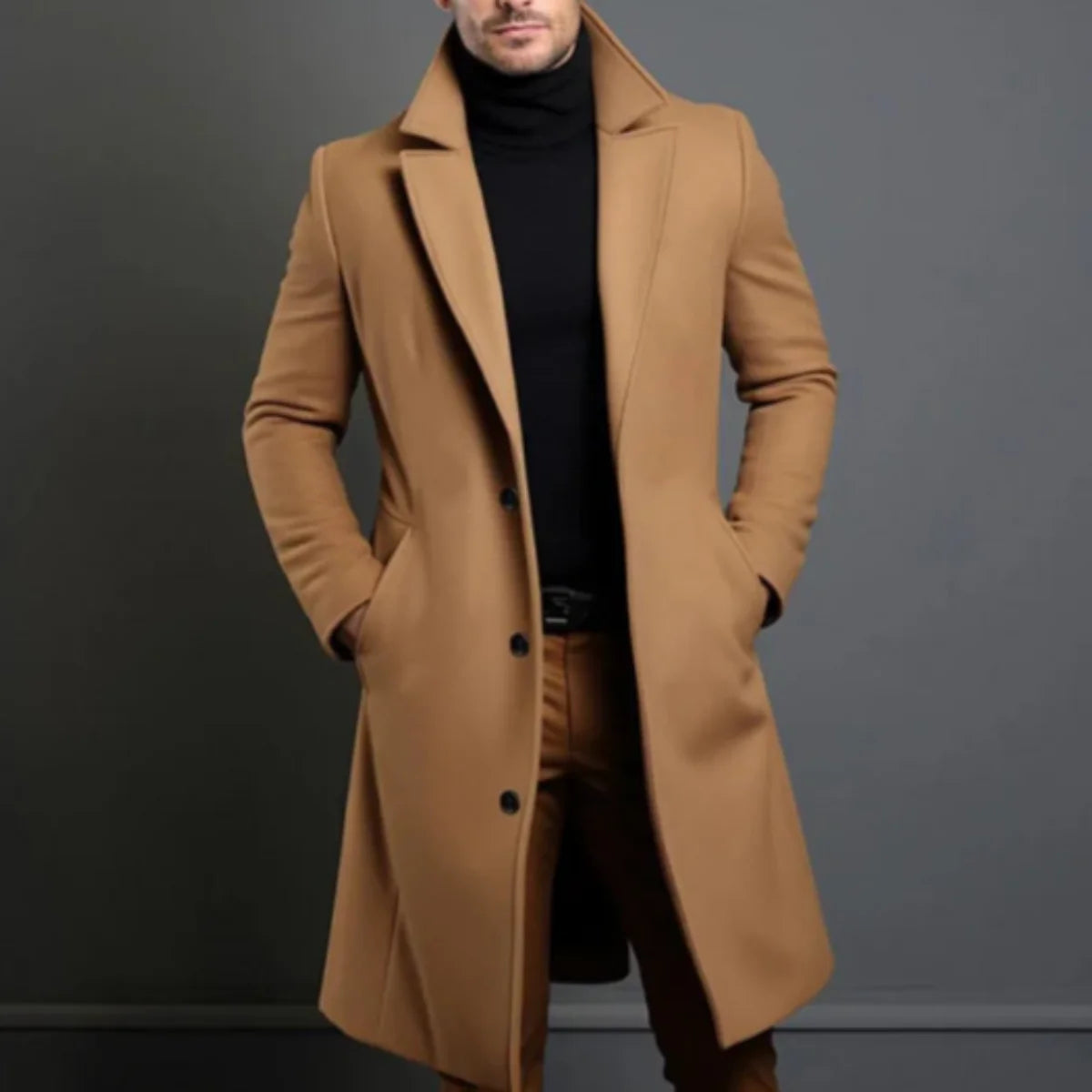 Men's Single Breasted Overcoat Cotton Blend