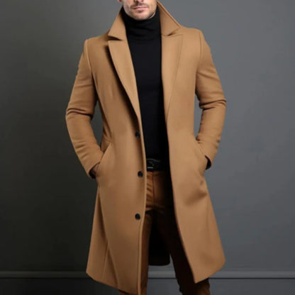 Men's Single Breasted Overcoat Cotton Blend
