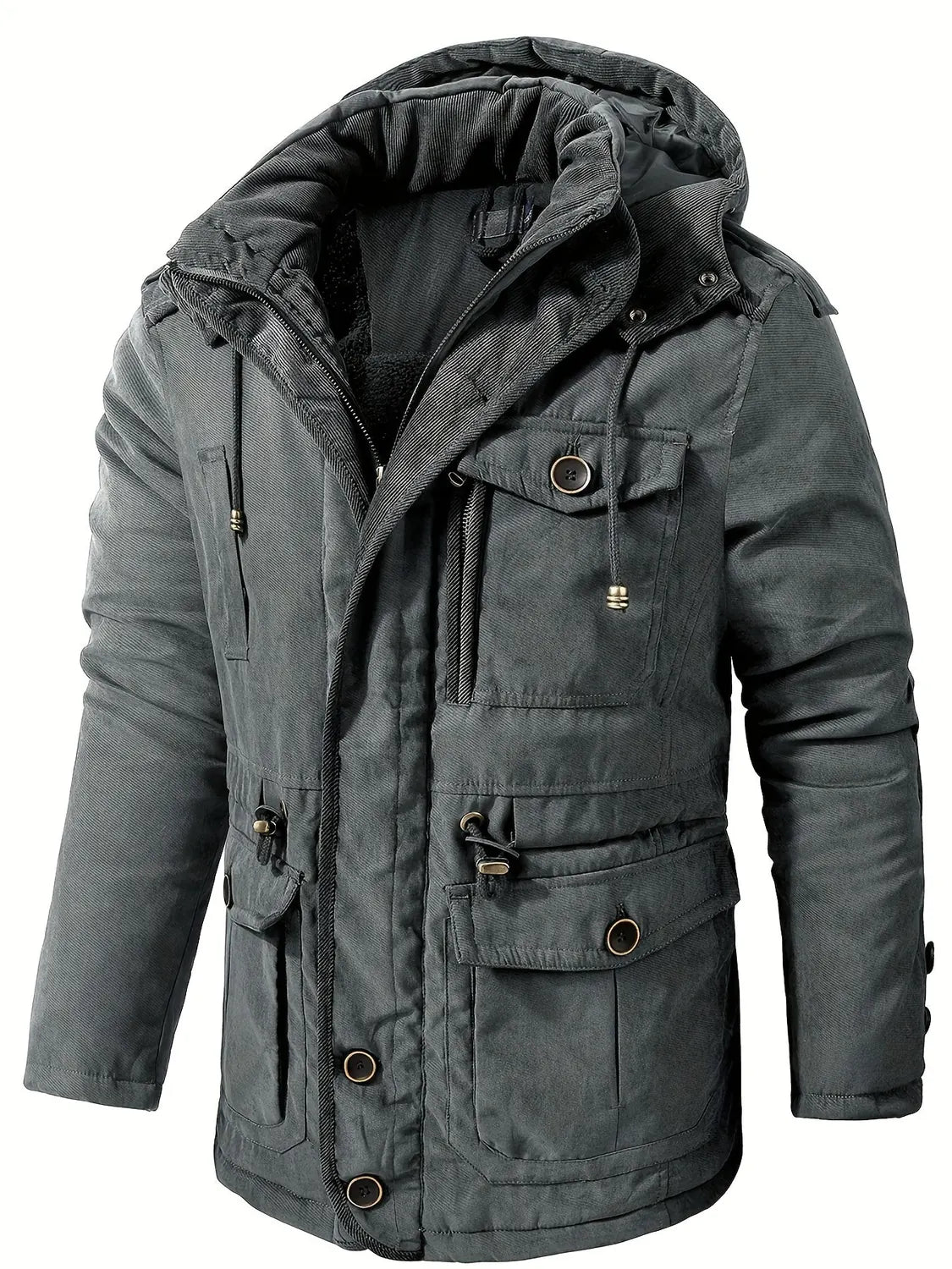 Men's Hooded Jacket – Black Insulated Utility