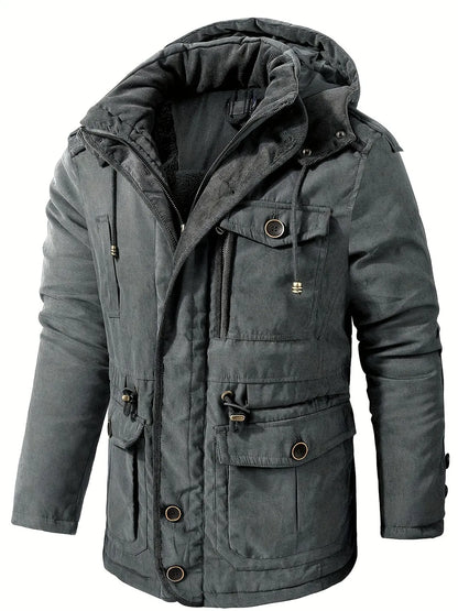 Men's Hooded Jacket – Black Insulated Utility