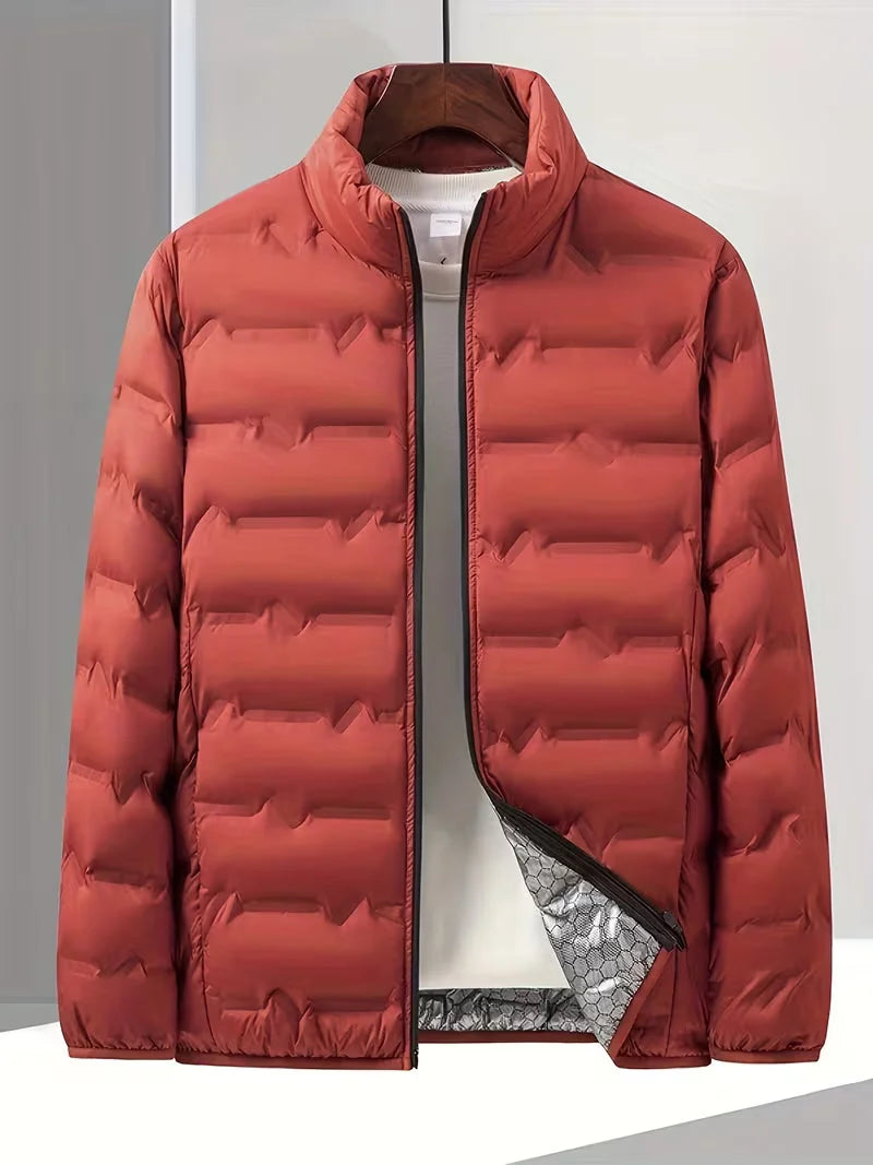 Men's Puffer Jacket – Navy Lightweight Stand Collar