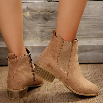 Chelsea Boots – Brown Block Heel Warm Lined
