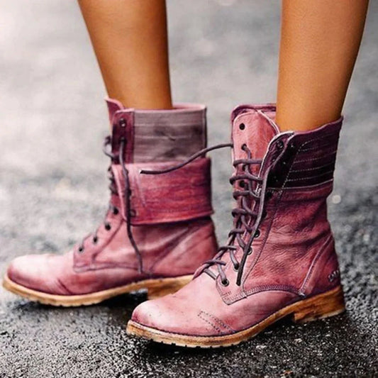 Aurore | Lace-Up Ankle Boots Distressed