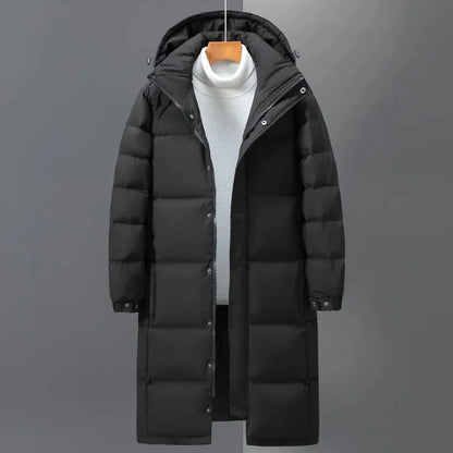 Men's Puffer Jacket – Black Longline Hooded