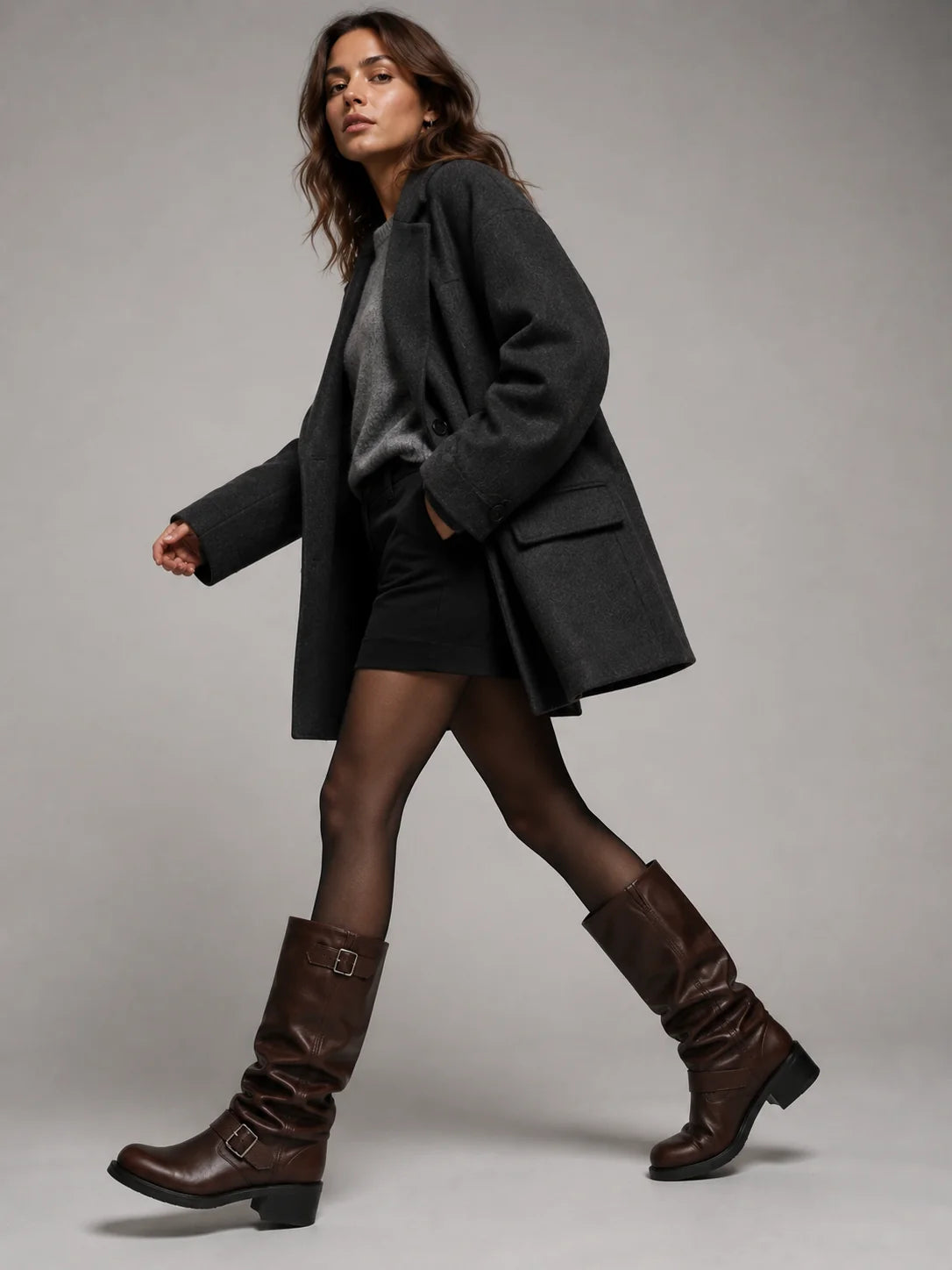 Blair | Knee-High Biker Boots with Buckles