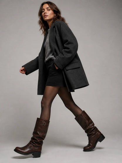 Blair | Knee-High Biker Boots with Buckles