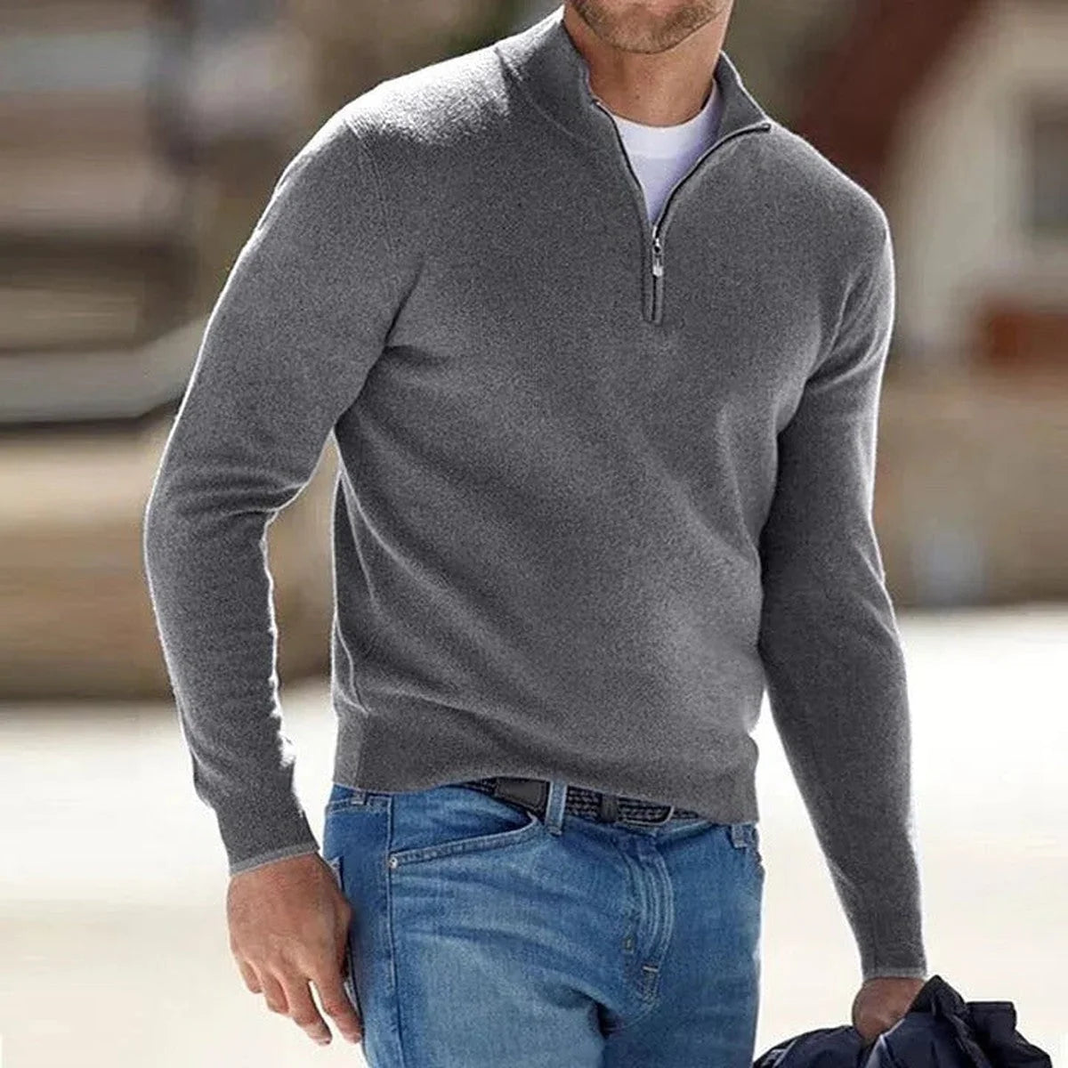 Men's Quarter-Zip Mock Neck Sweater