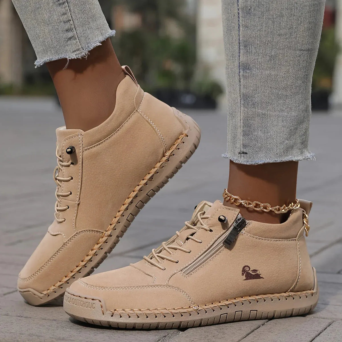 Ankle Boots Zip-Up Lace Comfort Women's
