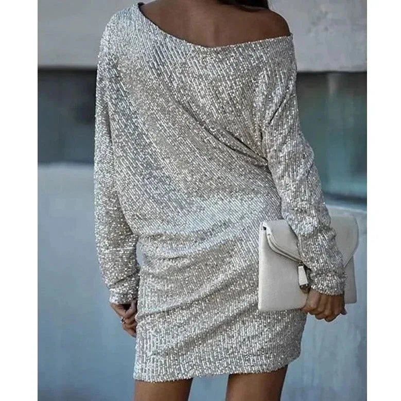 Long Sleeve Sequin Party Dress