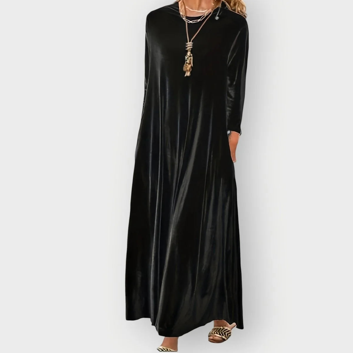 Velvet Dress – Burgundy Long Sleeve Maxi