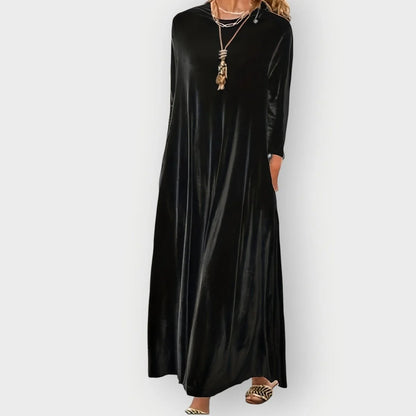 Velvet Dress – Burgundy Long Sleeve Maxi
