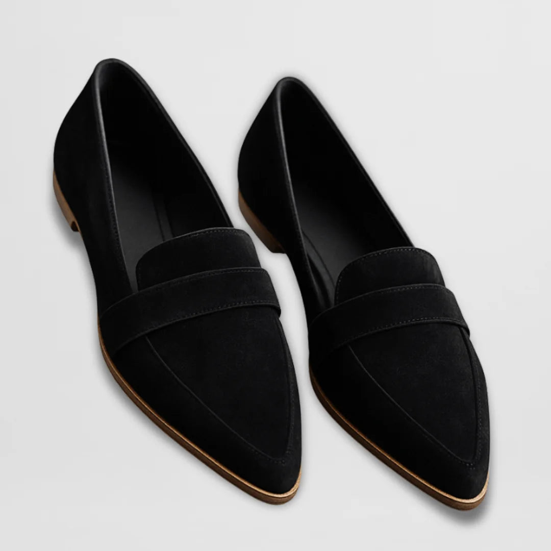 Pointed Toe Loafers with Strap Detail