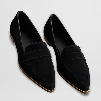 Pointed Toe Loafers with Strap Detail