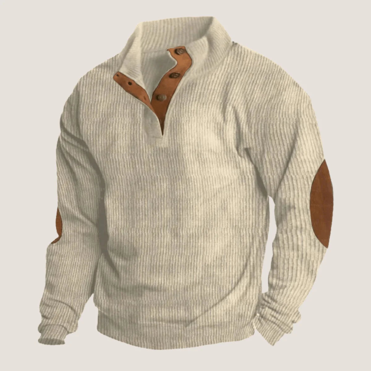 Men's Ribbed Sweater with Elbow Patches