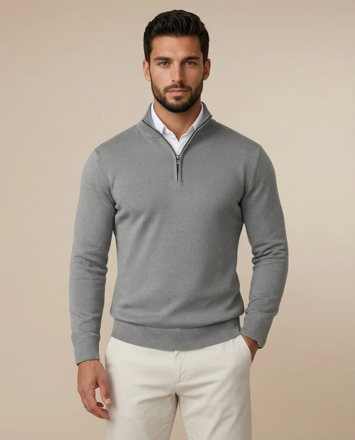 Men's Half-Zip Sweater Structured Collar