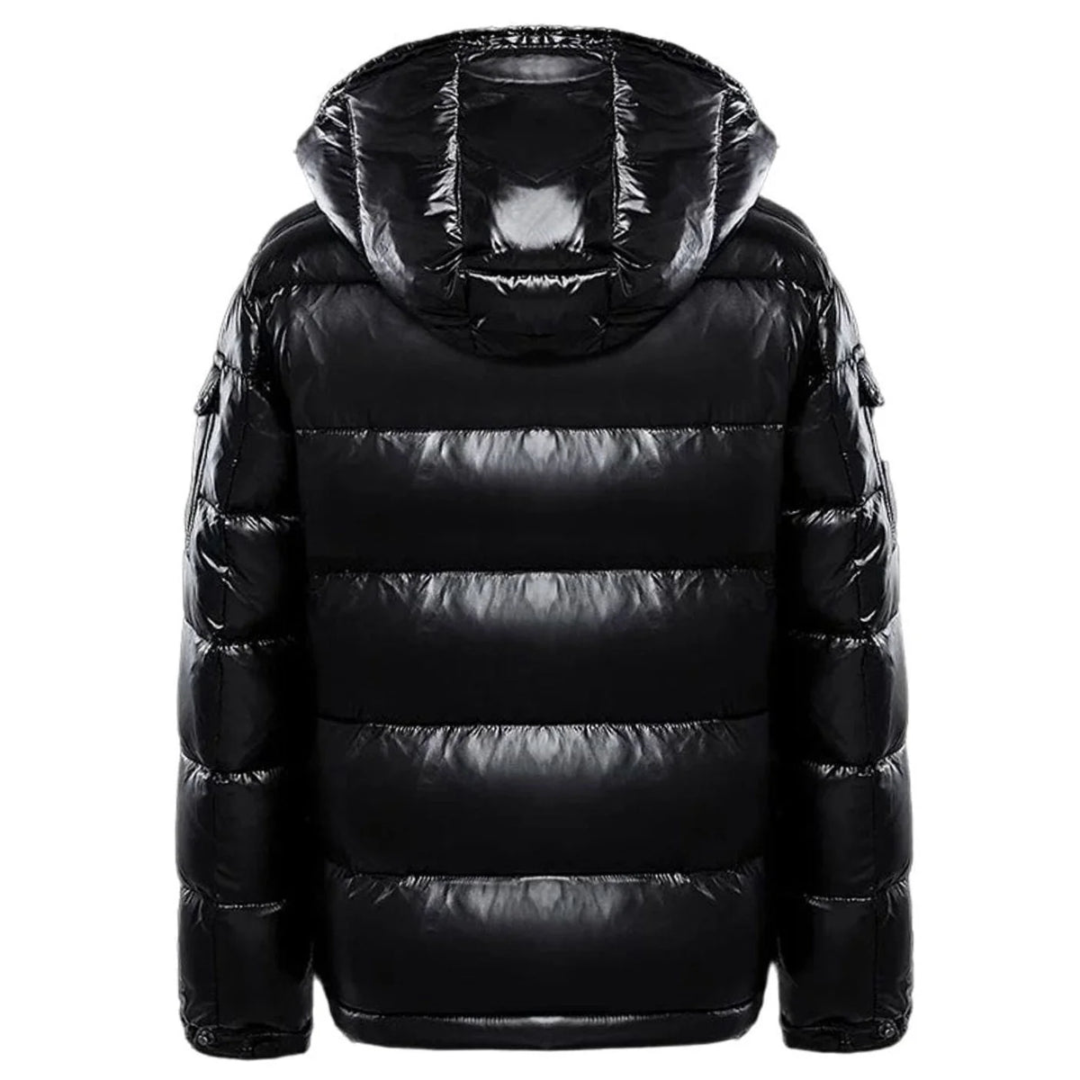 Men's Hooded Puffer Jacket – Black Glossy Short