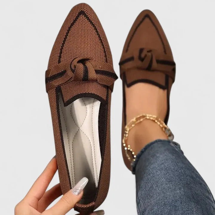 Maricela | Pointed Toe Knit Flats with Knot