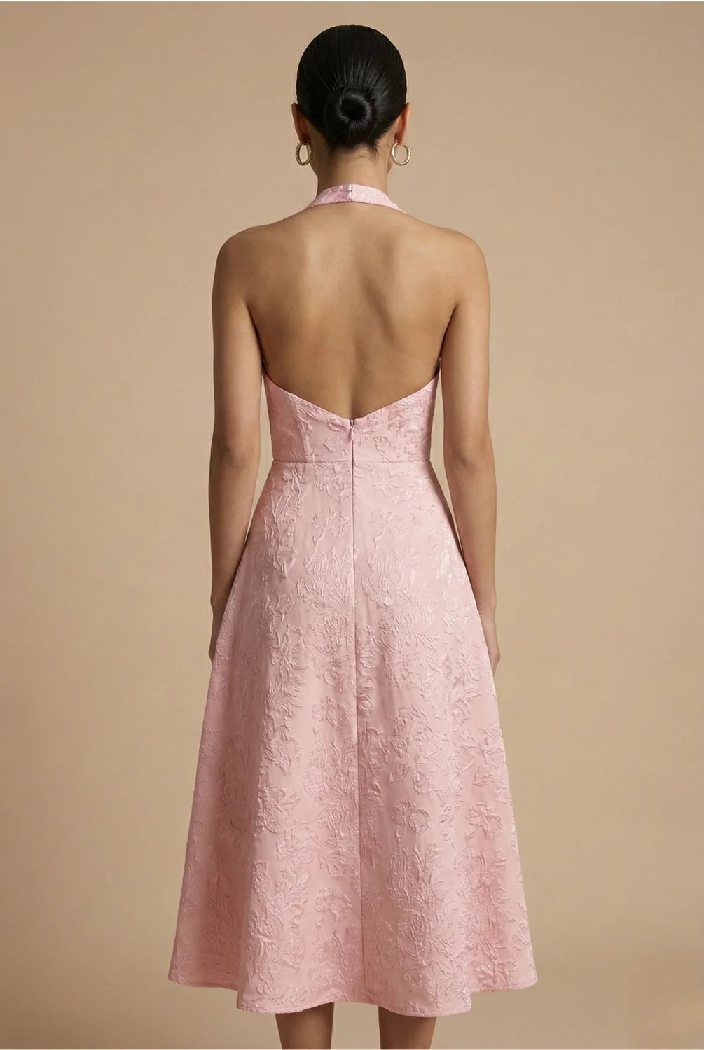 Juliet | Jacquard Halter Midi Dress A-Line