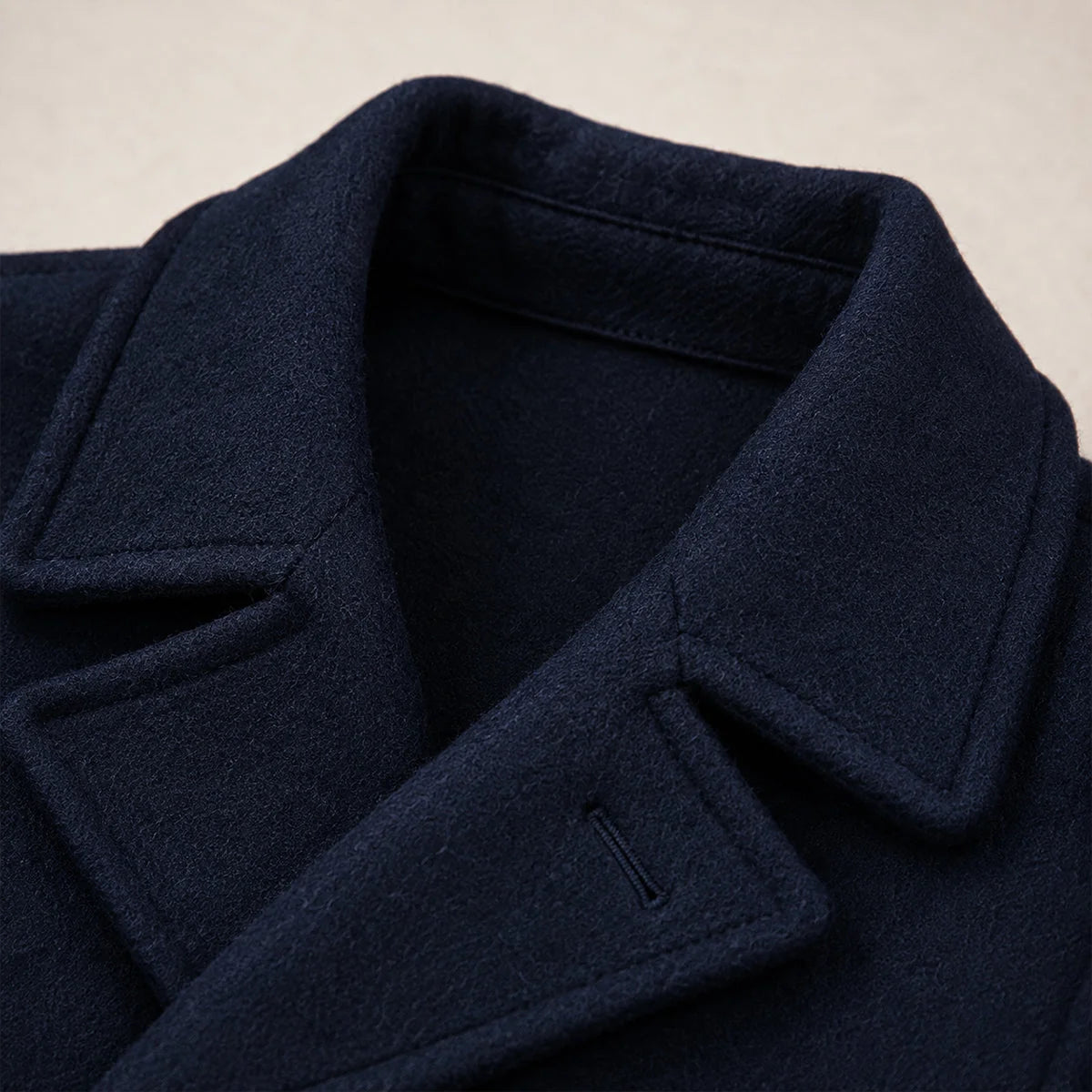 Men's Pea Coat – Navy Wool Double-Breasted
