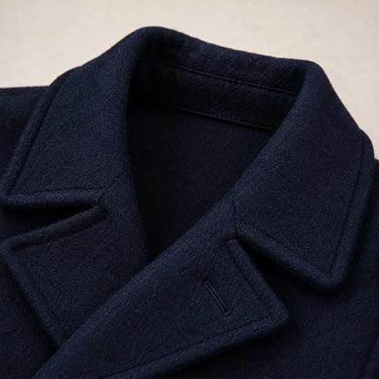 Men's Pea Coat – Navy Wool Double-Breasted