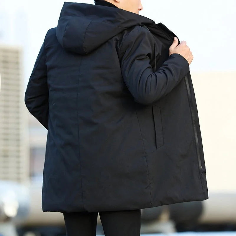 Men's Quilted Lined Hooded Winter Coat