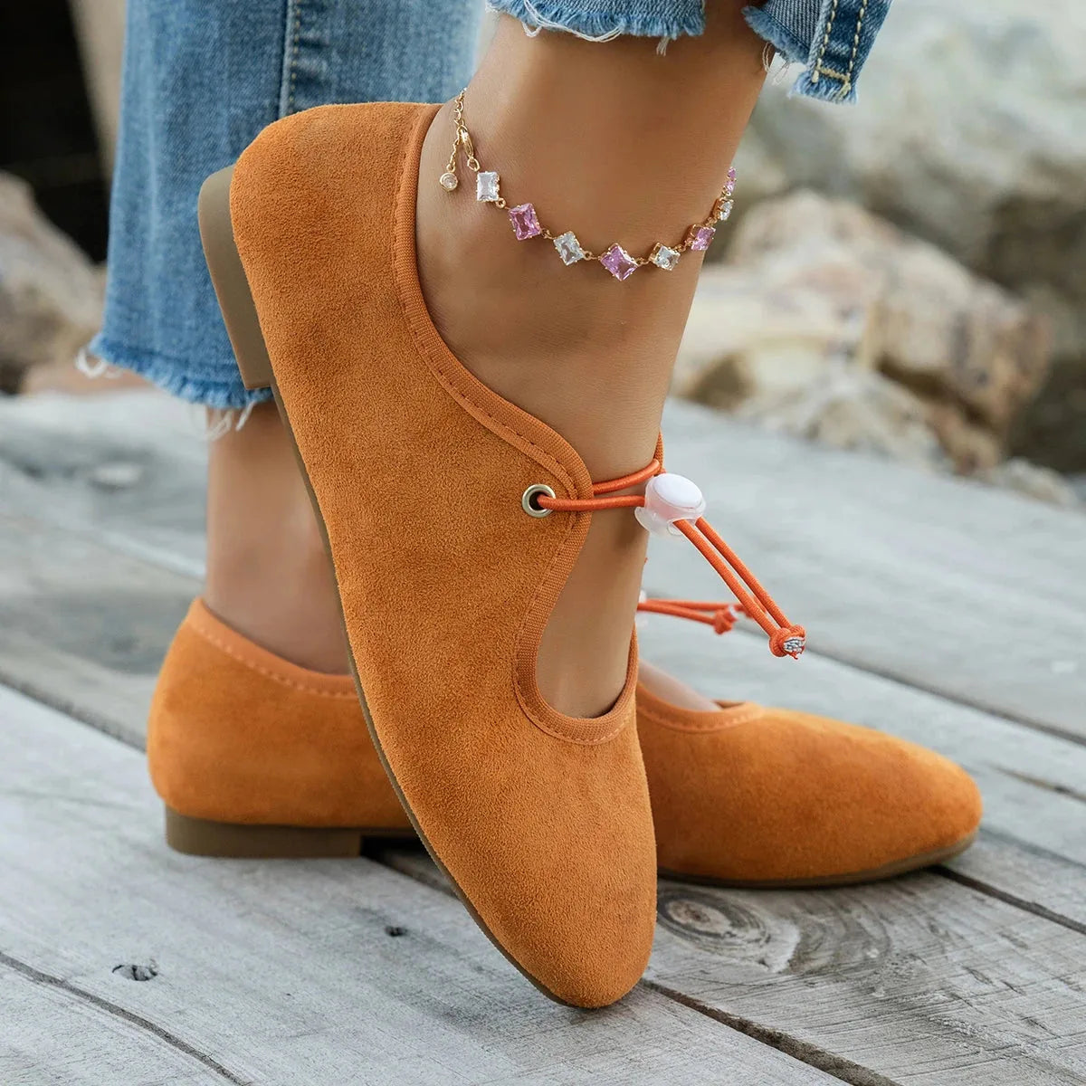 Lace-Up Mary Jane Flats