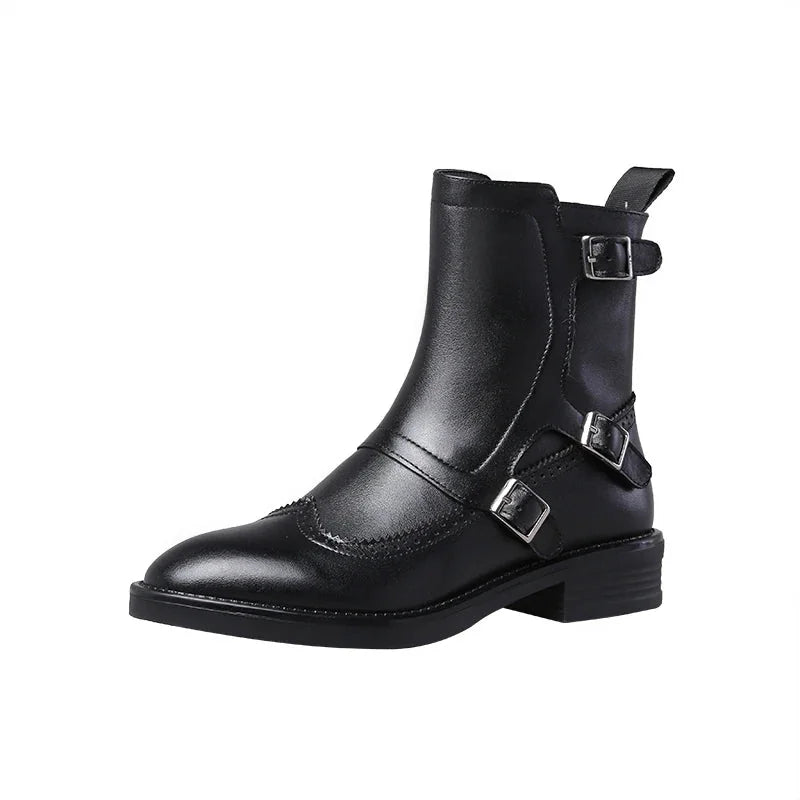 Buckle Strap Chelsea Boots