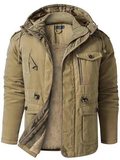 Men's Hooded Jacket – Black Insulated Utility