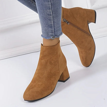 Suede-Look Chelsea Ankle Boots with a Comfortable Low Heel