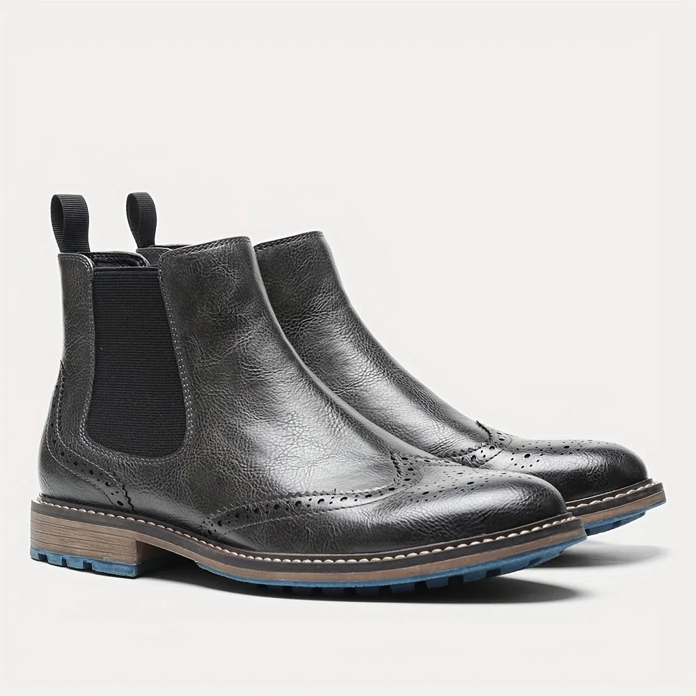 Men's Chelsea Boots – Black Brogue Wingtip