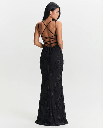 Emily | Lace Maxi Dress Open Back