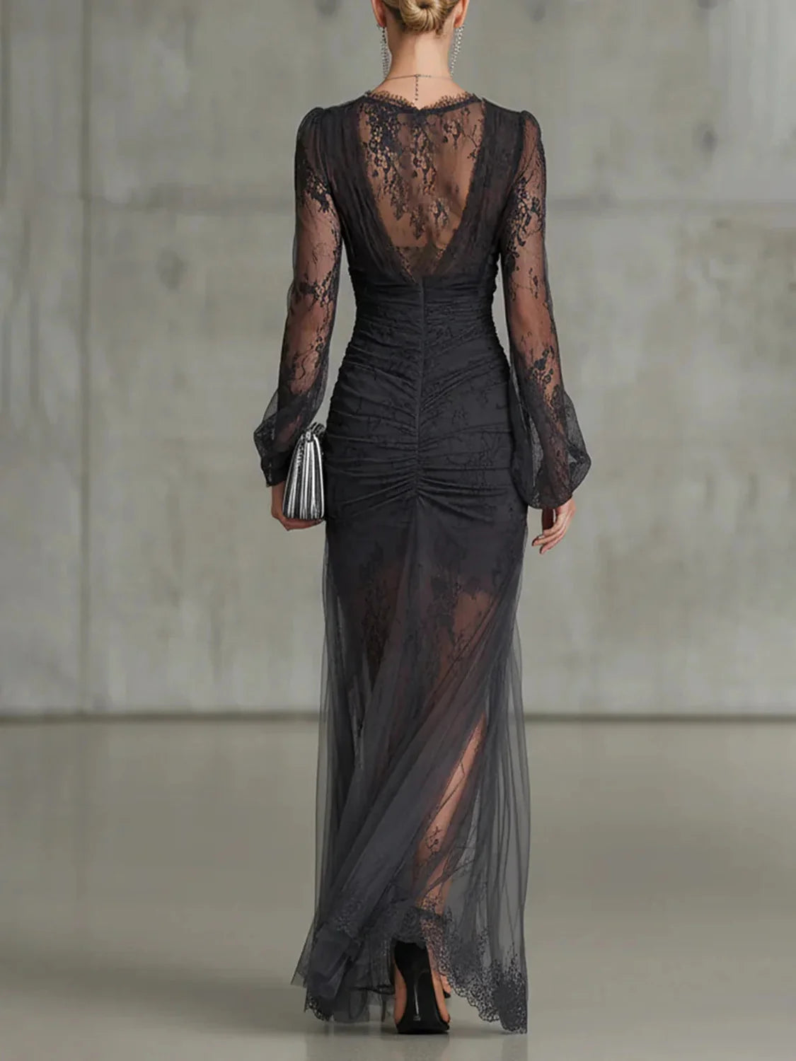 Long Sleeve Lace Maxi Evening Dress