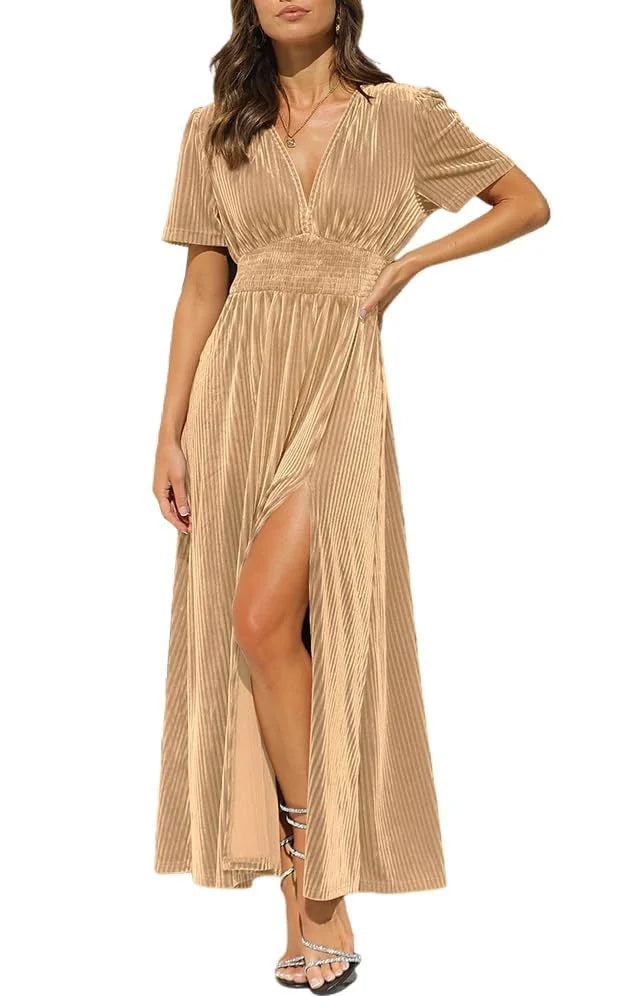 Velvet Wedding-Guest Maxi Dress