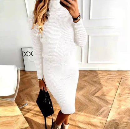 Sweater Dress – Black Mock Neck Midi