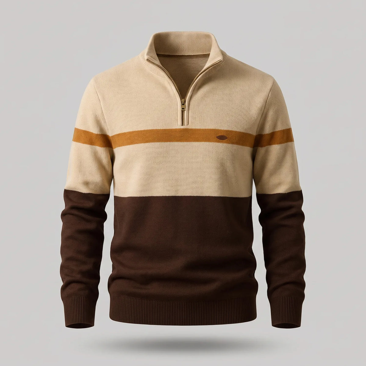 Men's Striped Knit Quarter Zip Sweater