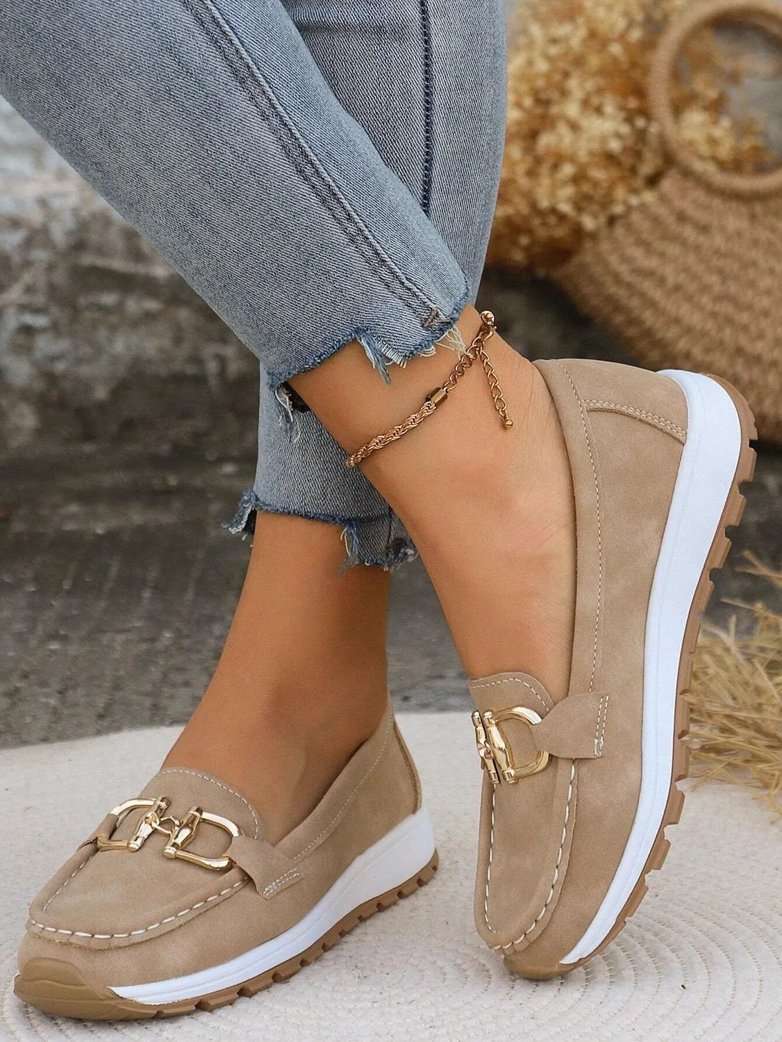 Chunky Loafers with Metal Buckle