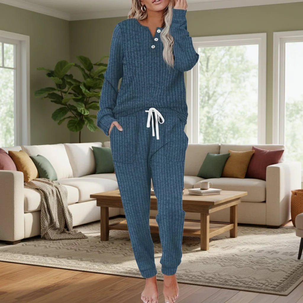 Henley Top and Jogger Lounge Set